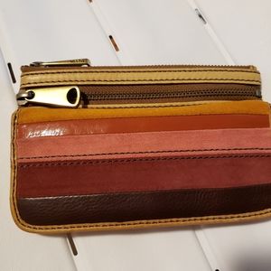 Fossil stripe wallet leather and Suede